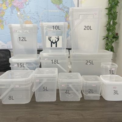3L 4L 5L 6L 8L 10L 20L Διαφανές τετράγωνο πλαστικό κουβά πλαστικό κουβά με υλικό καπάκι
