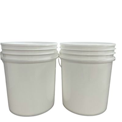 Στρογγυλό 18L HDPE βαριά λευκή χρώμα λάδι πλύση πλαστικό κουβά με κάλυμμα και λαβή