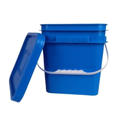 Εύκολο άνοιγμα Προσαρμοσμένο υλικό PP/HDPE 5Gallon 6Gallon τετραγωνικό πλαστικό κουβά με λαβή