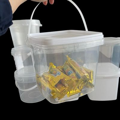 Εφοδιασμός πλαστικό κουβά 1L 2L 3L 5L σαφές τετραγωνικό κουβά για ποτό εκτύπωση μεταφορά θερμότητας