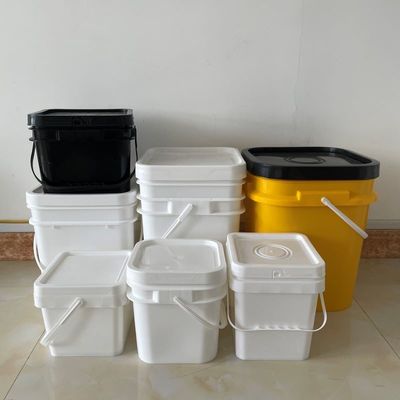Προσαρμόστε 4L τετραγωνικό πλαστικό κουβά δοχείο τροφίμων με μπλε χρώμα και τυπωμένο σχέδιο