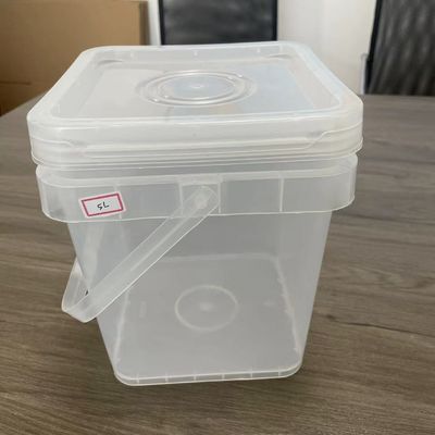 Προσαρμοσμένη συσκευασία τροφίμων 5L τετραγωνικός πλαστικός κουβάς με εύκολο άνοιγμα σχεδιασμό και IML εκτύπωση