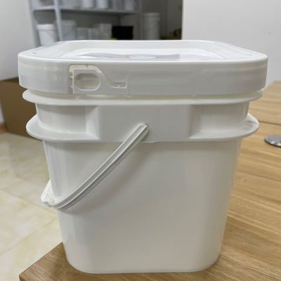 Ασφαλής από παραβίαση σφραγίδα 5L 6L τετραγωνικό κουβά με σφραγισμένο καπάκι και έντυπο LOGO πλαστικό κουβά