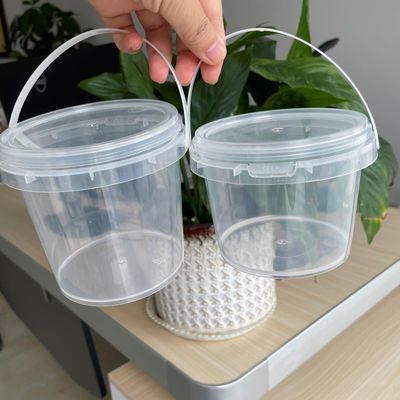 500 ml/750 ml/1000 ml Στρογγυλοί πλαστικοί κουβάδες μικρής διατροφής με σφραγισμένα καπάκια και υλικό