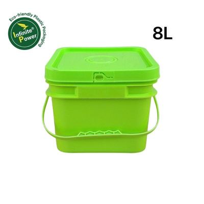 Πολυπροπυλένιο/HDPE τετράγωνοι πλαστικοί κουβάδες με κάλυμμα και λαβή με προσαρμοσμένη έγχρωμη εκτύπωση