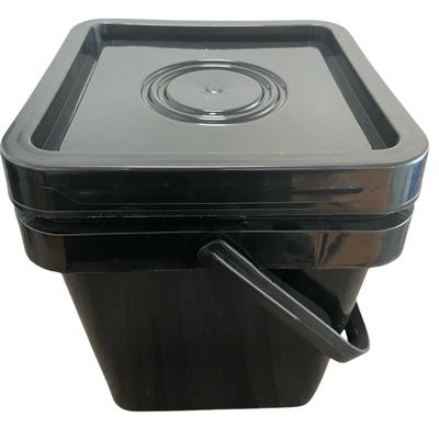 5L μαύρο πλαστικό κουβά για ποτό ή προσαρμόστε τυπωμένο τετραγωνικό δοχείο