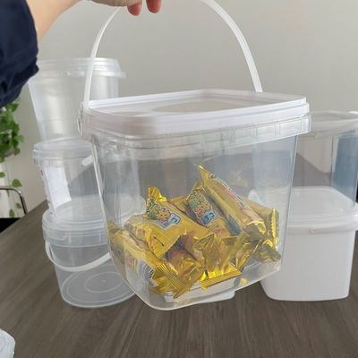 300 ml 5L PP Square Bucket Διαφανής ή λευκός δοχείο Candy Popcorn Bucket για προϊόντα