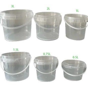 Πλαστικό δοχείο κουβάς τροφίμων 1-25L σε χρώμα και λευκό με τετράγωνο εκτύπωσης IML