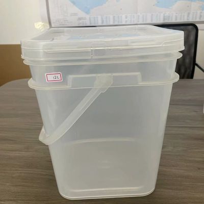 Διαφανής τετραγωνικός κουβάς 8L Προσαρμόστε εκτυπωμένο πλαστικό κουβά με κάλυμμα