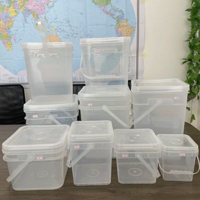 Χημική Πολυλειτουργία Σφραγισμένη 4L-20L Διαφανής τετραγωνικός κουβάς 1.0 έως 2,5 mm πάχος