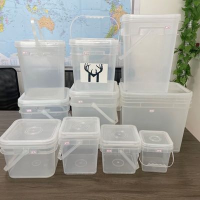 Τετράγωνο σχήμα HDPE 4L 5L 8L πλαστικό κουβά τετράγωνο πλαστικό κουβά με καπάκι και λαβή