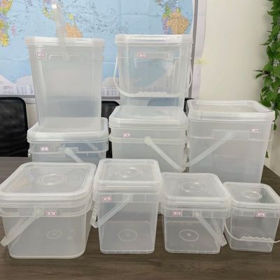 Τετράγωνο σχήμα HDPE 4L 5L 8L πλαστικό κουβά τετράγωνο πλαστικό κουβά με καπάκι και λαβή