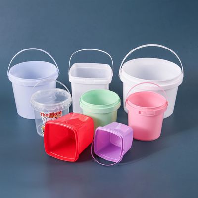 100% Τροφίμων 500ml τετραγωνικά λευκά διαυγή πλαστικά κουβάκια με κάλυμμα και λαβή για εργαλείο