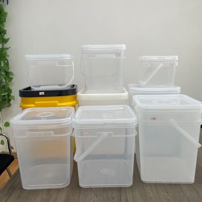 15L πλαστικό κουβά προμήθεια Διαφανές τετράγωνο κουβά Φαγητό ασφαλές Προσαρμοσμένο πάχος εκτύπωσης 1,0 έως 2,5 mm
