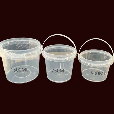 Προσαρμόστε στρογγυλό 300ml 500ml 750ml 1L διαυγές πλαστικό κουβά με προσαρμόσιμο μέγεθος