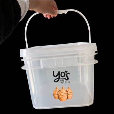 Πολυπροπυλενικό τετράγωνο διαφανές πλαστικό κουβά με έντυπο πάχους 1,0 έως 2,5 mm