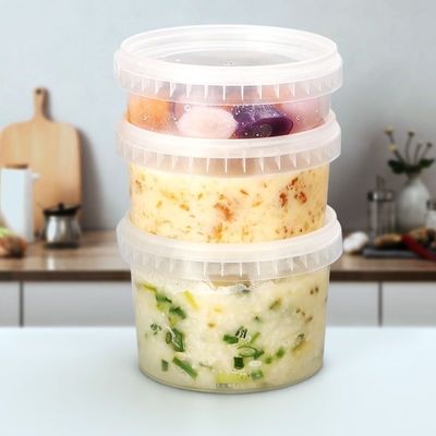 Προσαρμοσμένα 300ml 500mL 750ml πλαστικά κουβάκια με κάλυμμα για γιαούρτι παγωτό σκόρδο πάστα και σάλτσα